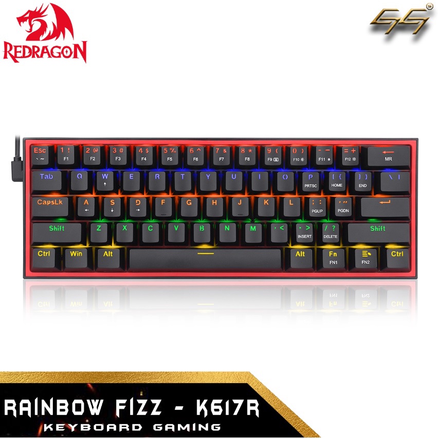 คีย์บอร์ดเกมกล 60% Redragon Rainbow FIZZ K617R K617-R 60% คีย์บอร์ดเกมกล