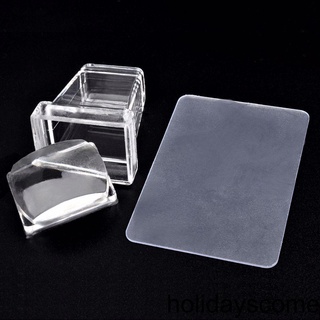 [HCLM] 2pcs/sets Soft Transparent Clear Jelly Silicone Head Nail Art Stamper+ Scraper New Manicure Polish Stamping Tools