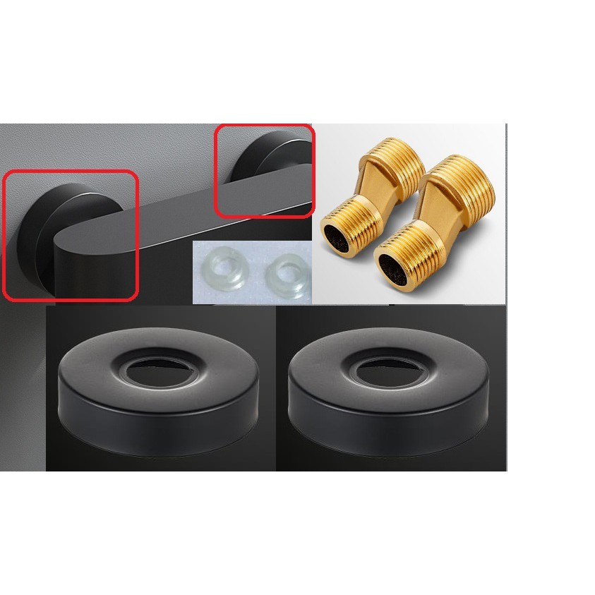 [HB168] Matte Black Rain Shower Diverter Valve Faucet Water Tap SUS304 Cap Cover Reducer หัวนม Fitti