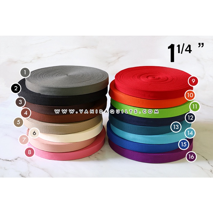 สายกระเป๋าผ้าฝ้าย สายสปัน กว้าง 1 + 1/4 นิ้ว (1หลา) (รหัส jia0109)