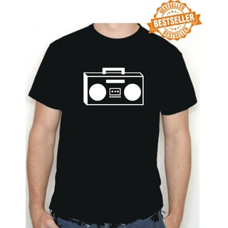 เสื้อยืดผ้าฝ้ายพิมพ์ลายแฟชั่น เสื้อยืด ผ้าฝ้าย 100% พิมพ์ลาย Ghetto Blaster Boombox 80S Old School Music สําหรับผู้ชาย