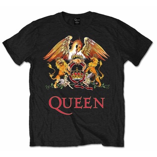 เสื้อยืดวินเทจเสื้อยืดผ้าฝ้าย พิมพ์ลายโลโก้ Queen Crest Freddie Mercury Rock offiziell HCnjeb33HGpheb09S-5XL