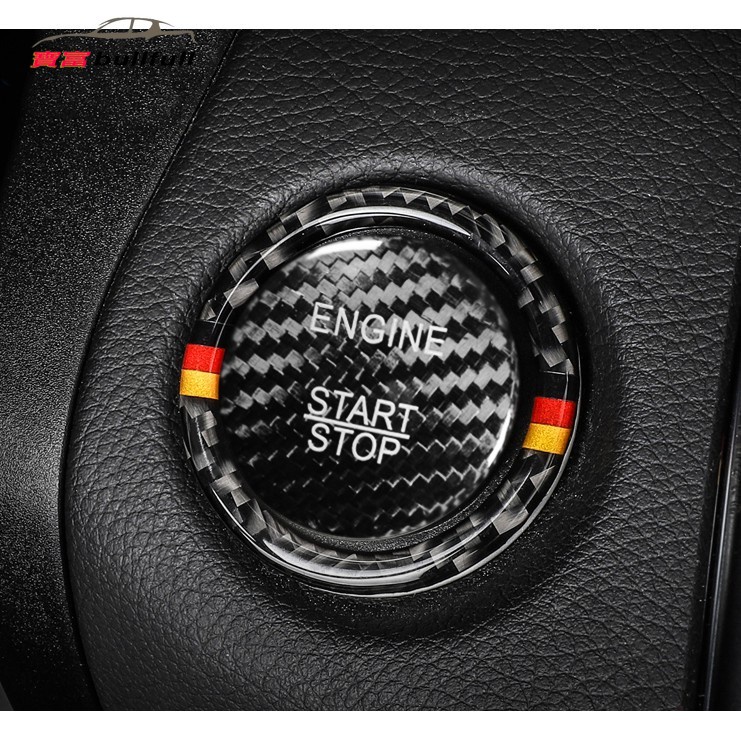 BENZ W205 W117 CLA GLC ปุ่มสตาร์ทปุ่มเดียวตกแต่งคาร์บอนไฟเบอร์ C200 GLA X253 สติกเกอร์การปรับเปลี่ยนภายใน