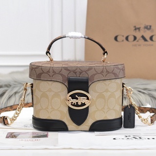 ของแท้ 💯%กระเป๋าเครื่องสำอาง Coach Georgie Vintage Colorblock, กระเป๋าถือสตรีมีสไตล์, กระเป๋าสะพาย (หนังงู)