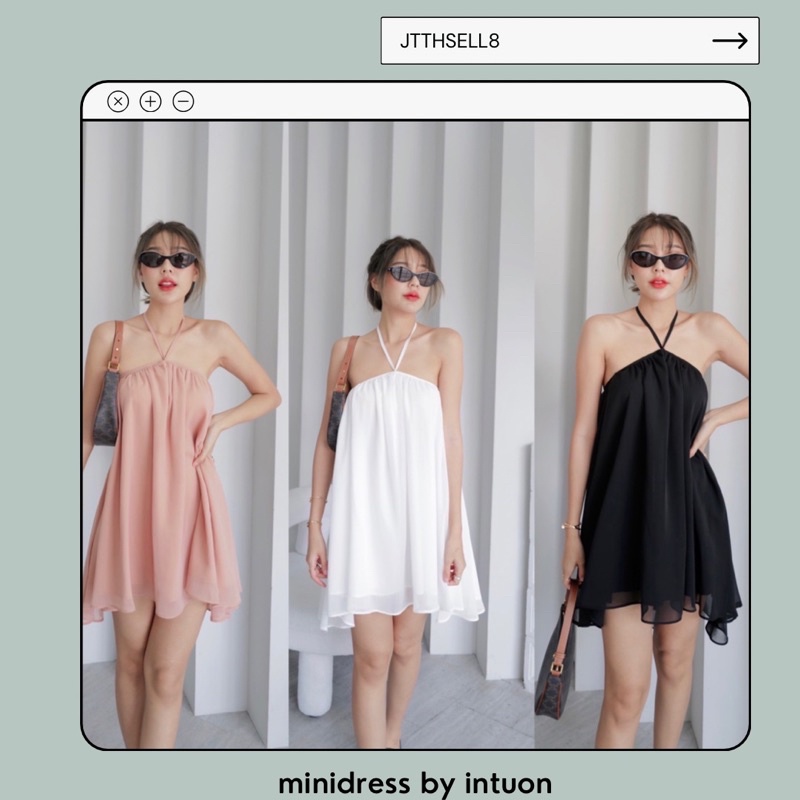 มินิเดรสชีฟอง มินิเดรส minidress intuon เดรสสวย dress freesize