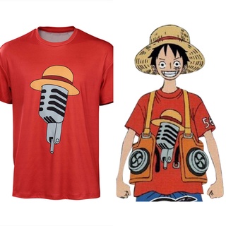 เสื้อยืดเสื้อยืดแขนสั้น พิมพ์ลาย ONE PIECE FILM RED Luffy สําหรับผู้ชาย