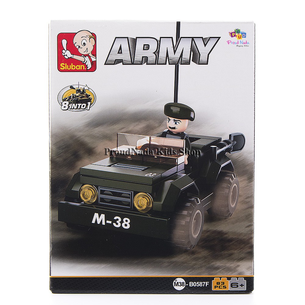 ProudNada Toys ของเล่นเด็กชุดตัวต่อทหาร Sluban ARMY 83 PCS B0587F
