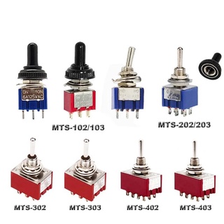 Spdt Dpdt 6 มม. สวิทช์โยกสลับ Mts-102 5A 6A 125V 3A 250 Ac Mini 3 6PIN On-On-On-On สวิทช์โยก 1 ชิ้น / ล็อต