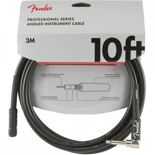 Fender® สายแจ็คกีตาร์ 3 เมตร หัวตรง/หัวงอ ของแท้ รุ่น Pro Series (3M/10FT Instrument Cable / Straight-Angled)