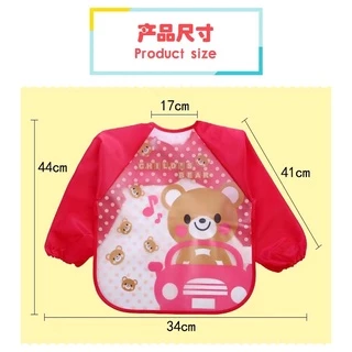 Babyonline(R318)N5 (ส่งด่วน1วัน)ผ้ากันเปื้อนสำหรับเด็กลายการ์ตูนแขนยาว กันน้ำได้