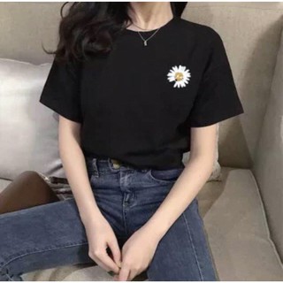 ใหม่ เสื้อยืดแฟชั่นสไตล์เกาหลี ลายดอกเดซี่