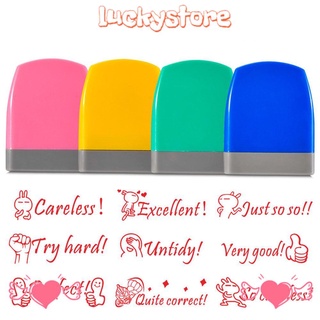 ✦LUCKY✦ English Commentary Stamp DIY Teaching stamp Reward Seal Self-ink Photosensitive Chapter Children Toy Stamps Student Scrapbooking Stamper Kids Seal Encouragement