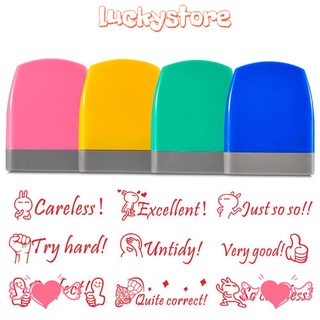 ✦LUCKY✦ English Commentary Stamp DIY Teaching stamp Reward Seal Self-ink Photosensitive Chapter Children Toy Stamps Student Scrapbooking Stamper Kids Seal Encouragement