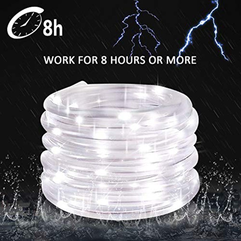 8-Types Solar Light Rope 200 Led, Waterproof Solar Led Rope Tube Light ...