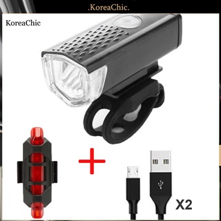 &lt;koreachic&gt; ไฟท้ายจักรยาน กันน้ํา ชาร์จ USB 2 ชิ้น ต่อชุด