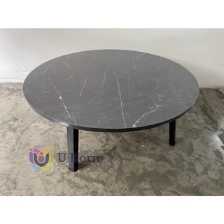 โต๊ะญี่ปุ่นกลม โต๊ะพับอเนกประสงค์ 75x75 ซม.ลายไม้สีบีซ ลายหินดำ ขาว ขาแข็งแรง กางง่าย 🦄 uk99