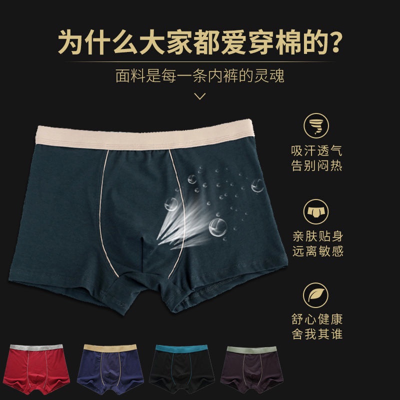 ۞Fletch 4 Pairs Men's Pure Cotton Comfortable 3D Plus Size Fat Guy Student Moving Sexy Boxer Gift Box Underwear #2