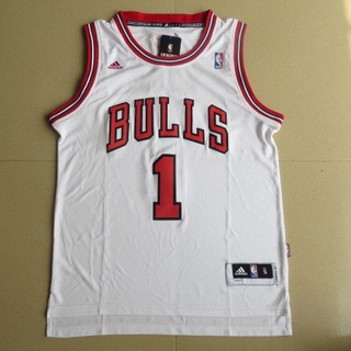 ใหม่ NBA Chicago Bulls สําหรับผู้ชาย #เสื้อกีฬาบาสเก็ตบอล ปักลาย Derrick Rose Rev 30 สีขาว จํานวน 1 ชิ้น