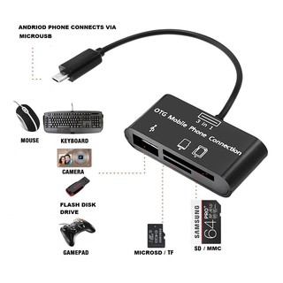 สาย แปลง micro usb OTG with hcard reader sd tf card