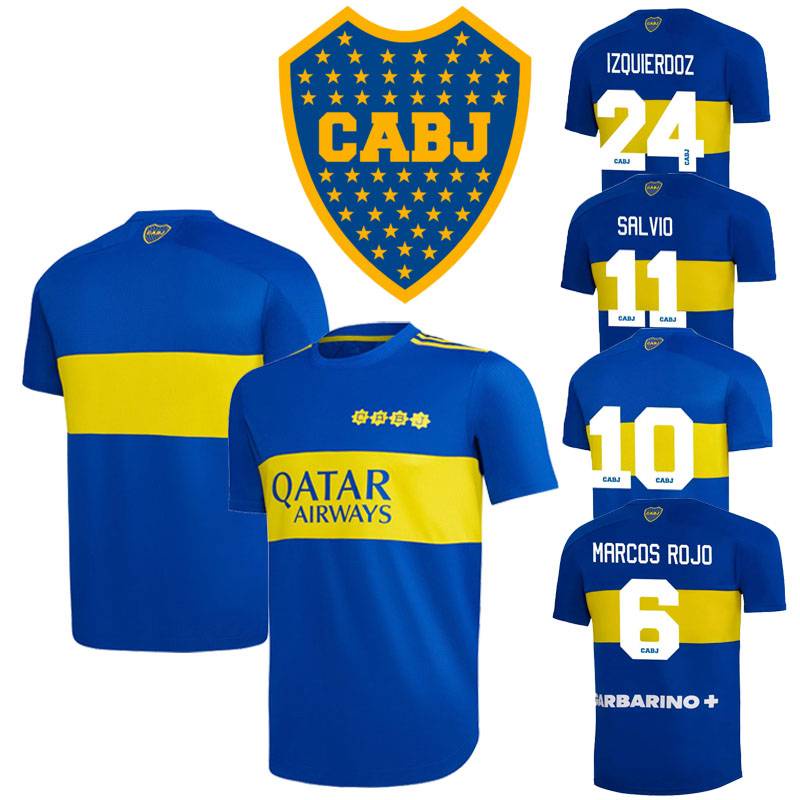 Boca Juniors F.C. ฤดูกาล 2022 เสื้อกีฬาแขนสั้น ลายทีมฟุตบอล Marcos Rojo Tévez Salvio No.10 ชุดเยือน 