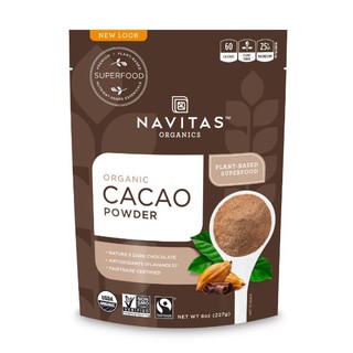 ผงคาเคา Navitas, Now, Organic Cacao Powder, Ketofriendly, Superfoods