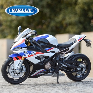 Welly โมเดลรถจักรยานยนต์ 1:12 BMW 2021 S1000RR สีขาว