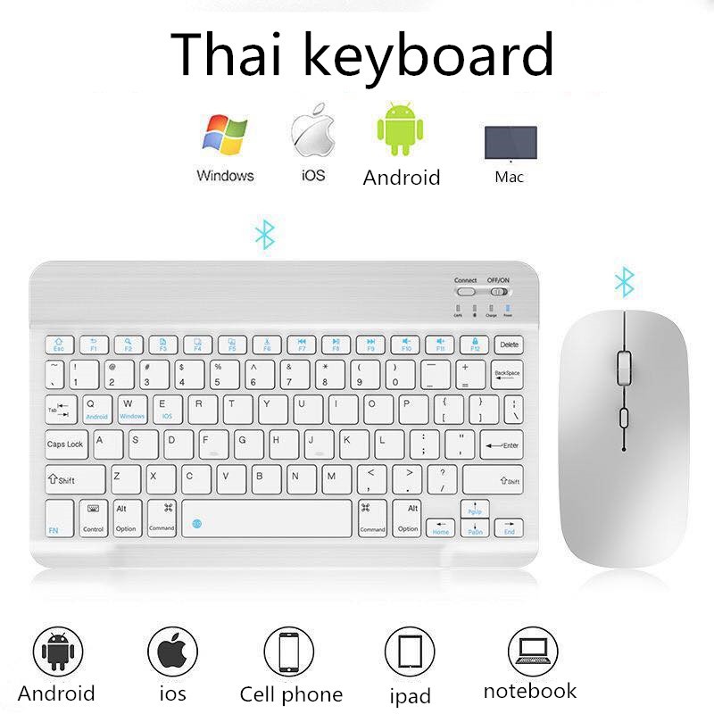 [แป้นภาษาไทย] Keyboard คีย์บอร์ดบลูทูธ iPad iPhone แท็บเล็ต Samsung Huaweiกเหมาะสำหรับ Android / IOS / Windows คีย์บอร์ด