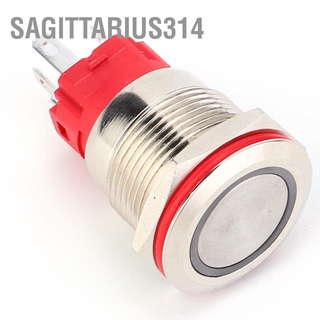 Sagittarius314 สวิตช์ปุ่มกดโลหะ Dc9~30V 19 มม. 1No 1Nc ล็อคในตัว พร้อมไฟ สีเหลือง