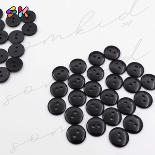 somkid กระดุมเชิ้ตสีขาว, ดำ หน้ามุก 2รู เนื้อพลาสติกอย่างดี ขนาด11mm, 15mm ทนความร้อน แซ็กเครื่องจักรได้ สอยมือได้