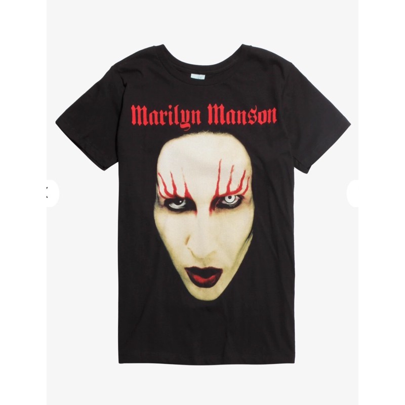 เสื้อวงดนตรี Marilyn Manson Portrait red Lid T-shirt  Size L ลิขสิทธิ์แท้