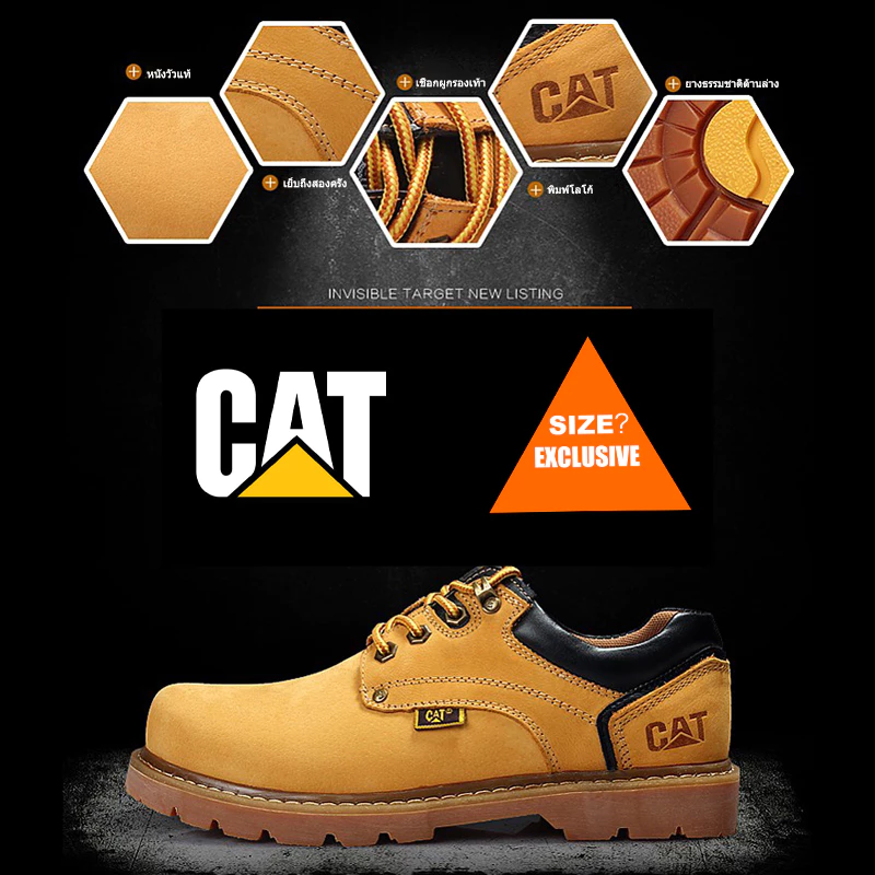 SIZE?Exclusive Caterpillar รองเท้าหนังสไตล์อังกฤษมา ร์ตินรองเท้าผู้ชายกลางแจ้งกันน้ำ