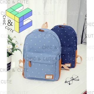 ✔️ลดล้างสต๊อก C&amp;C ✔️ กระเป๋าเป้ ใบใหญ่ POLKA DOT Backpack เป้ลายจุด CUTE!! 🎒