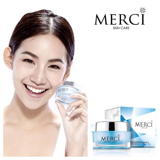 มาร์คหน้าใส Merci sleeping Mask  ผิวขาวใส หน้าไม่โทรม ลดสิว จุดด่างดำ ใน 6 ชั่วโมง 1 ชิ้น