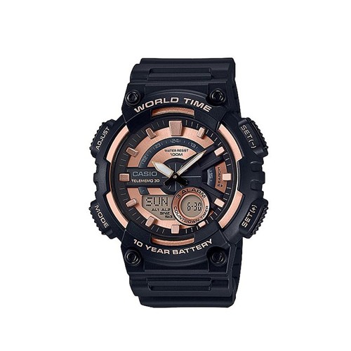 Casio Standard นาฬิกาข้อมือผู้ชาย สีดำ สายเรซิน รุ่น AEQ-110W-1A3VDF,AEQ-110W-1A3,AEQ-110W