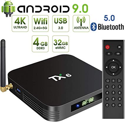 กล่องรับสัญญาณ TX6 dual-band WIFI Bluetooth Android 9.0 4k เครือข่ายเครื่องเล่น 4G + 32G