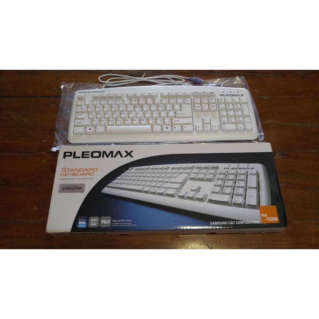 คีย์บอร์ด Samsung Pleomax Keyboard PKB-750W PS/2 White /Thai(สีขาว/ไทย)