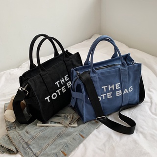 THE TOTE BAG กระเป๋าถือผ้าแคนวาส พร้อมสายสะพายยาว ซิปบน มีซิปด้านใน สินค้าพร้อมส่งค่ะ