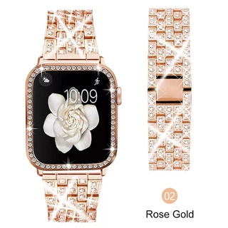 【พร้อมส่ง】สายนาฬิกาข้อมือโลหะ ประดับเพชร สําหรับ Apple Watch Band 41 มม. 45 มม. 38 มม. 40 มม. 42 มม. 44 มม. iWatch 1 2 3 4 5 6 7 SE