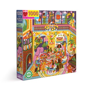 eeBoo Family Dinner 1000 Pc Sq Puzzle - จิ๊กซอว์รูปรับประทานอาหารค่ำในครอบครัวแบบ 1,000 ชิ้น