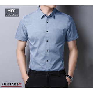 เสื้อเชิ้ตผู้ชาย แขนสั้น ทรงเข้ารูป สลิมฟิต ผ้าoxford (slim fit)