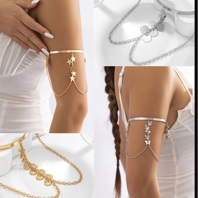 [highbuying] โบฮีเมียน โลหะ พู่ จี้ ด้านบน แขน กําไลข้อมือ ผู้หญิง แฟชั่น เครื่องประดับ ใหม่ พร้อมส่ง