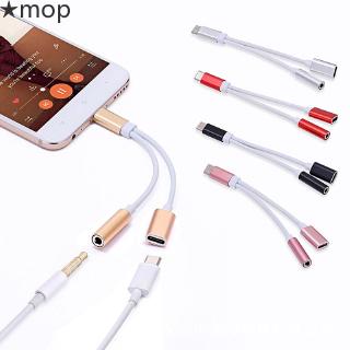 ★mop USB-C to 3.5 AUX Audio Cable 2in1 USB Type C to 3.5mm Jack Audio Splitter USB C Earphone Cable