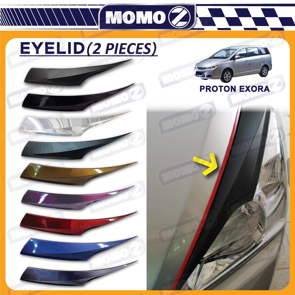 รถ Proton Exora Eyelid Lip ไฟหน้าคิ้วฝาปิดฝาปิดตาคิ้วทาสีคาร์บอน Black Chrome