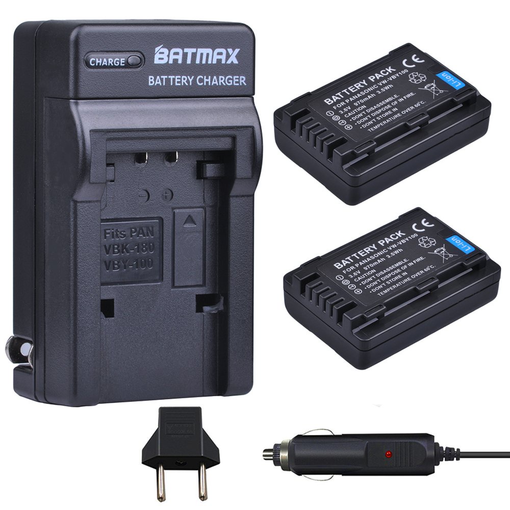 2Pcs VW-VBY100 VBY100แบตเตอรี่รถปลั๊กชาร์จสำหรับ Panasonic HC-V201, HC-V110, HC-V110GK, HC-V110K, HC