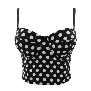 ชุดชั้นในแฟชั่นลายจุด Push Up Bralette Bustier Bra ไนท์คลับเซ็กซี่