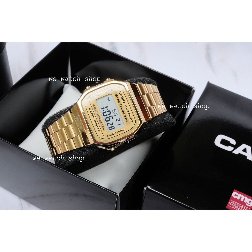 CASIO ของเเท้ เครื่องศูนย์ CMG รุ่น A168WG-9WDF สีทอง สายเหล็ก ประกันศูนย์ CMG  A168WG-9  A168WG  A168  A168WG-9W