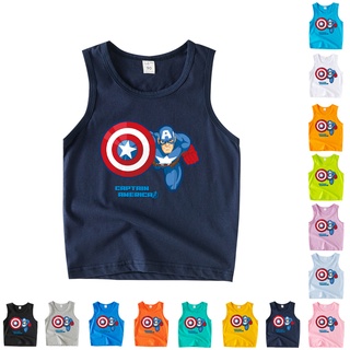 เสื้อกล้ามแขนกุด ผ้าฝ้าย ลายกัปตันอเมริกา สําหรับเด็ก 8 สี B…