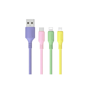 โปรโมชั่น : สายชาร์จซิลิโคน Macaron ชาร์จเร็ว สี Pastel น่ารักสดใส สำหรับ Type-C  Micro USB  Lightning