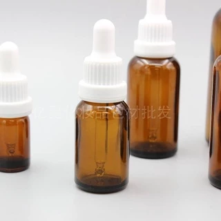 (แพ็ค10ชิ้น) ขวดดรอปเปอร์สีชา ขวดบีบหยด Dropper Bottles ขวดน้ำมัน ขวดเซรั่ม