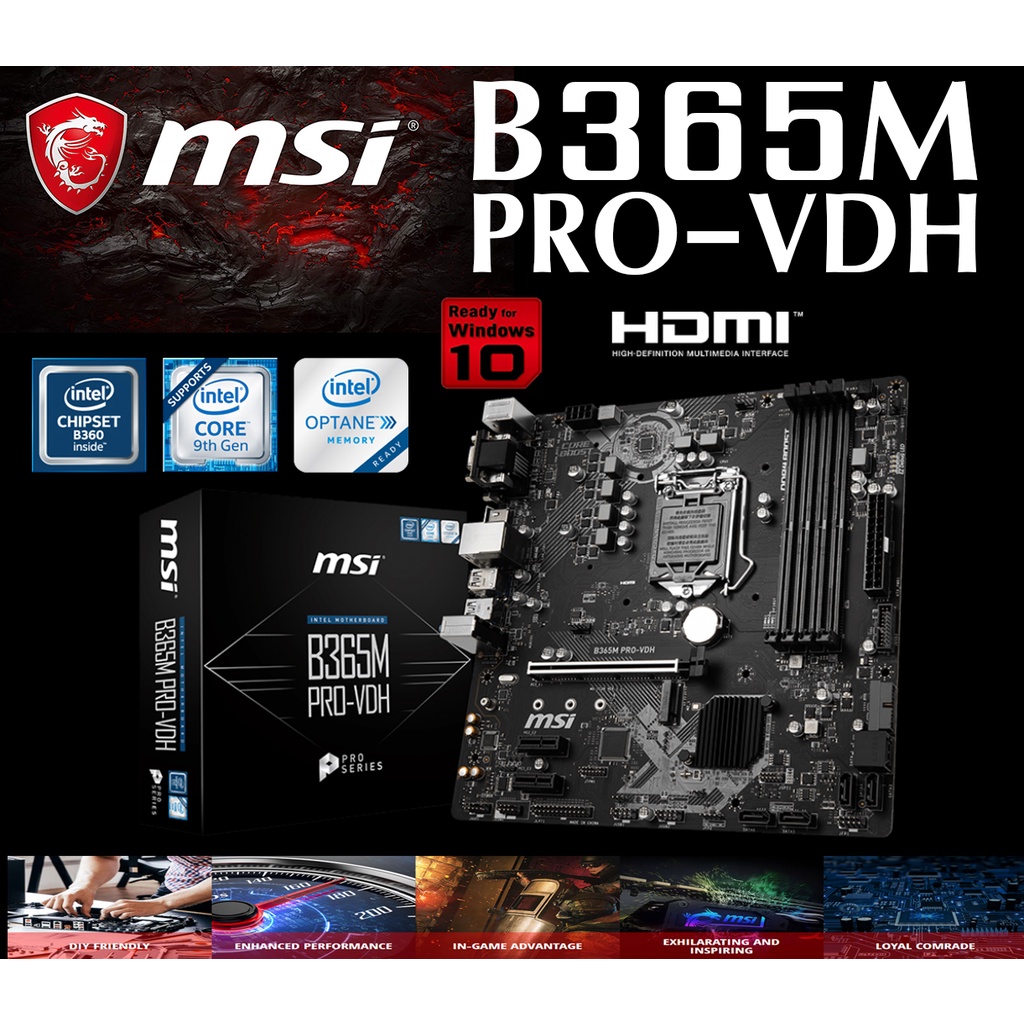 Mainboard INTEL MSI B365M PRO-VDH (Socket 1151V2) มือสอง พร้อมส่ง แพ็คดีมาก!!! [[[แถมถ่านไบออส]]]